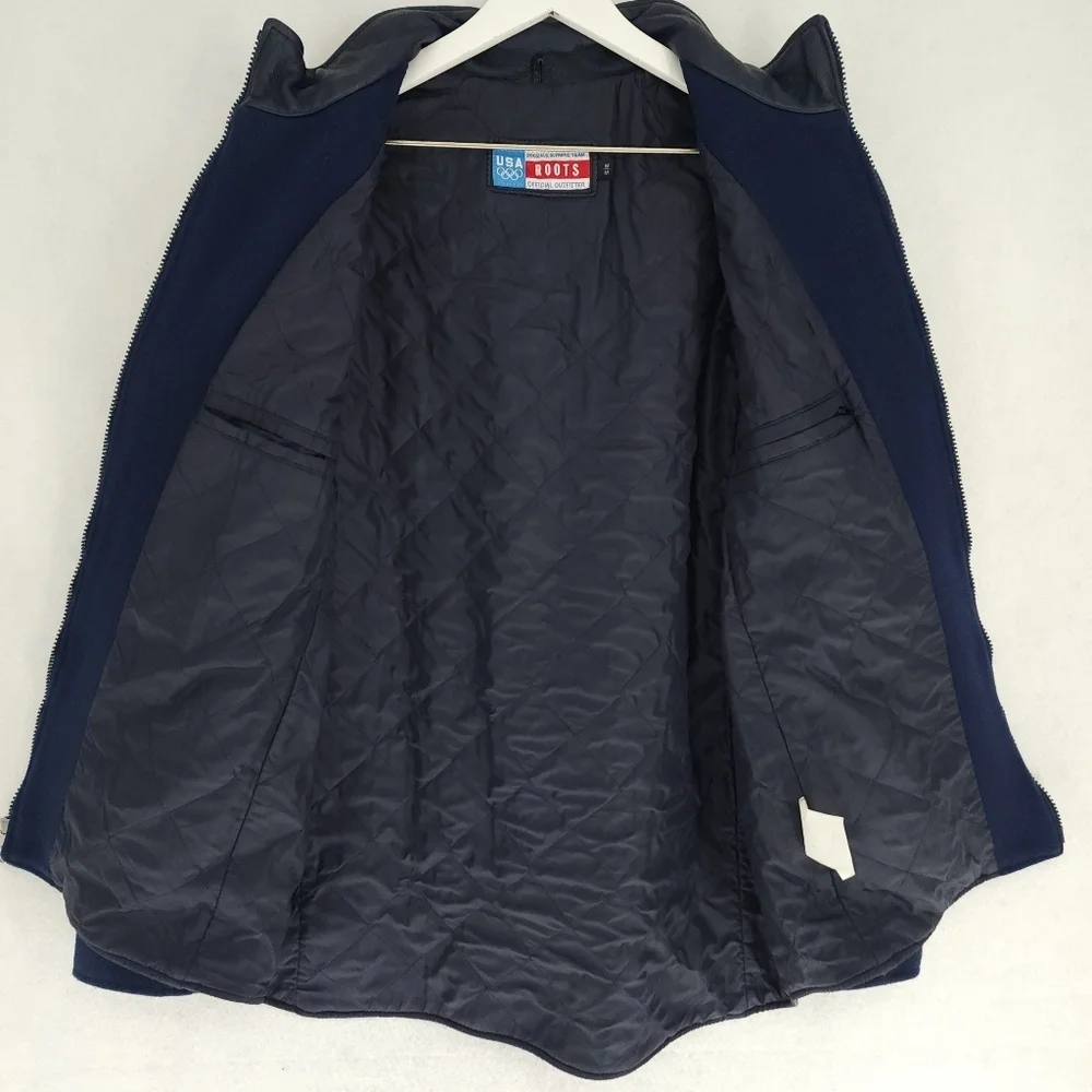 Vintage Roots Official 2002 U.S. Olympic Team Wool Leather Jacket